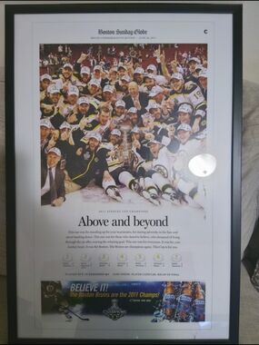 Boston Bruins 2011 Stanley Cup Champions Framed Poster - Black/White/Yellow